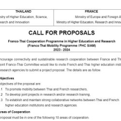 Call for proposals for joint research projects under the cooperation in higher education and research between Thailand and France for the year 2023-2024