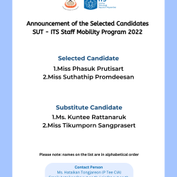 Announcement of the Selected Candidates SUT – ITS Staff Mobility 2022