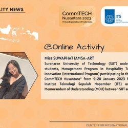 SUT Student to participant in Virtual CommTECH Nusantara, January 9-20, 2023