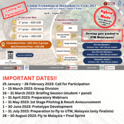 Join the Global Technological Hackathon (G Tech 2023) at UTM-Malaysia