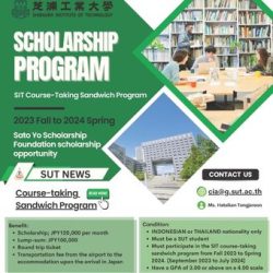 Sato Yo Scholarship Foundation scholarship opportunity to one (1) Thai or Indonesian SUT student, Deadline: February 16, 2023