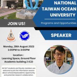 Inviting SUT students and faculty members to National Taiwan Ocean University (NTOU) Programs and Opportunities, August 28, 2023
