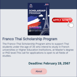 Call for Applicants Franco-Thai Scholarship Program 2024, Deadline: February 19, 2024